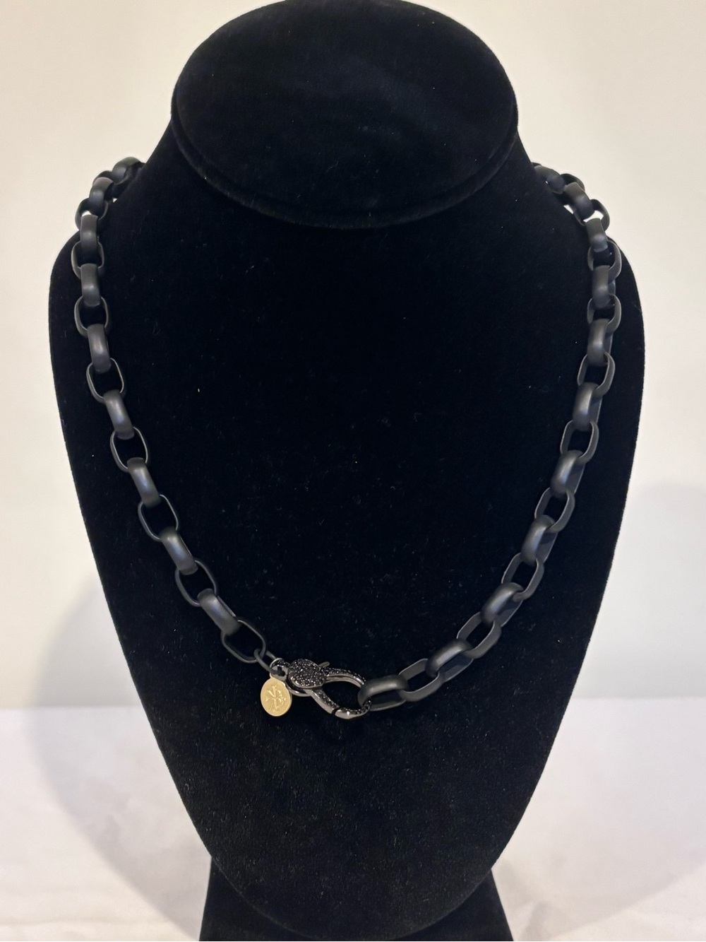 Matte Black Chain with Black Pave Lobster Clasp - Women Jewelry